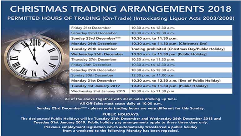 LVA Christmas Trade Hours 2018