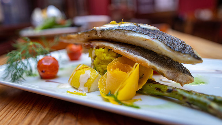 Sea Bass Rissotto from An Poitin Stil - #DubPubDishes