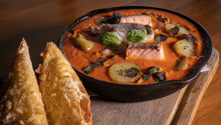 Seafood Skillet with Chorizo Cream Sauce from The Merrion Inn - #DubPubDishes