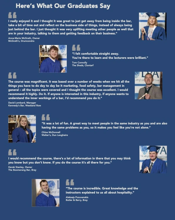 What some of the graduates have had to say about the LVA Diploma in Bar & Food Management